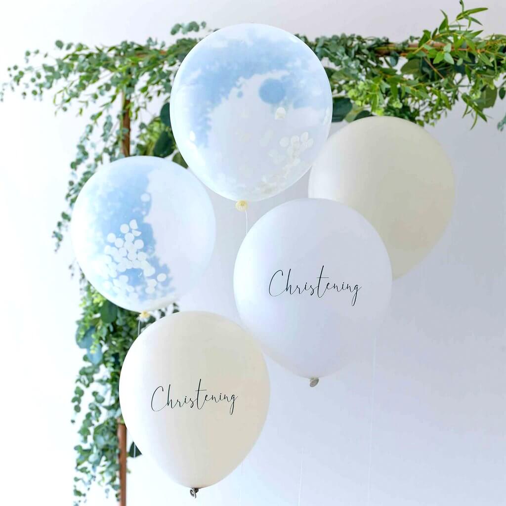 Christening Noir White, Nude and Confetti Balloon Bundle