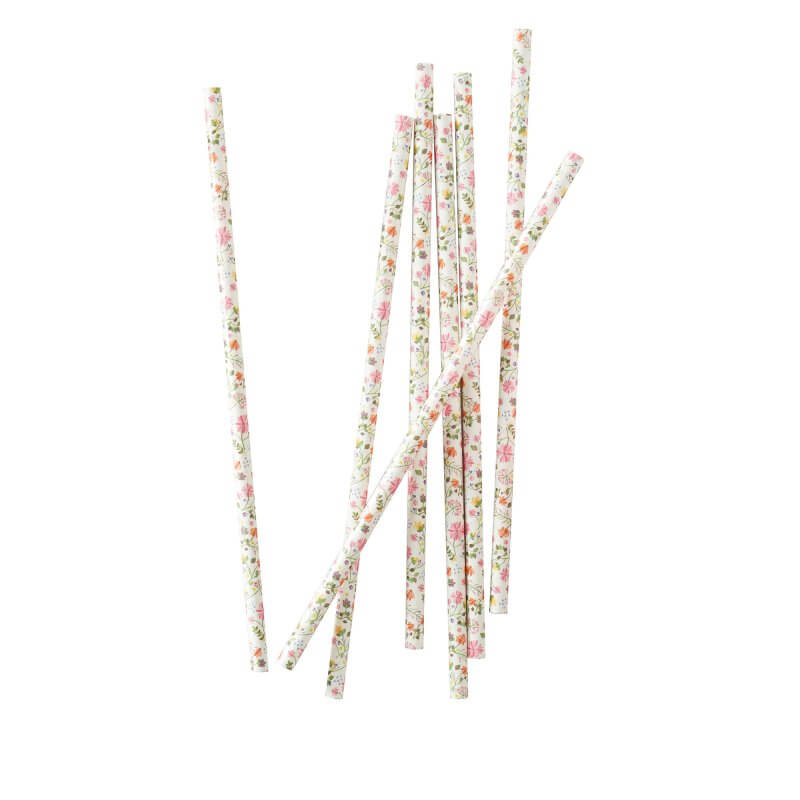 Ditsy Floral Polka Paper Straws 25 pack