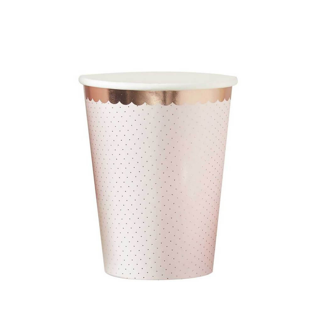 Ditsy Floral Polka Dot Rose Gold Paper Cups