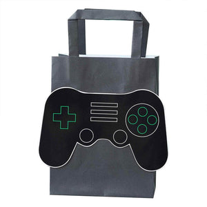 Ginger Ray Eco Friendly Gamer 3D Paper Party Bags - Black with Green Inside