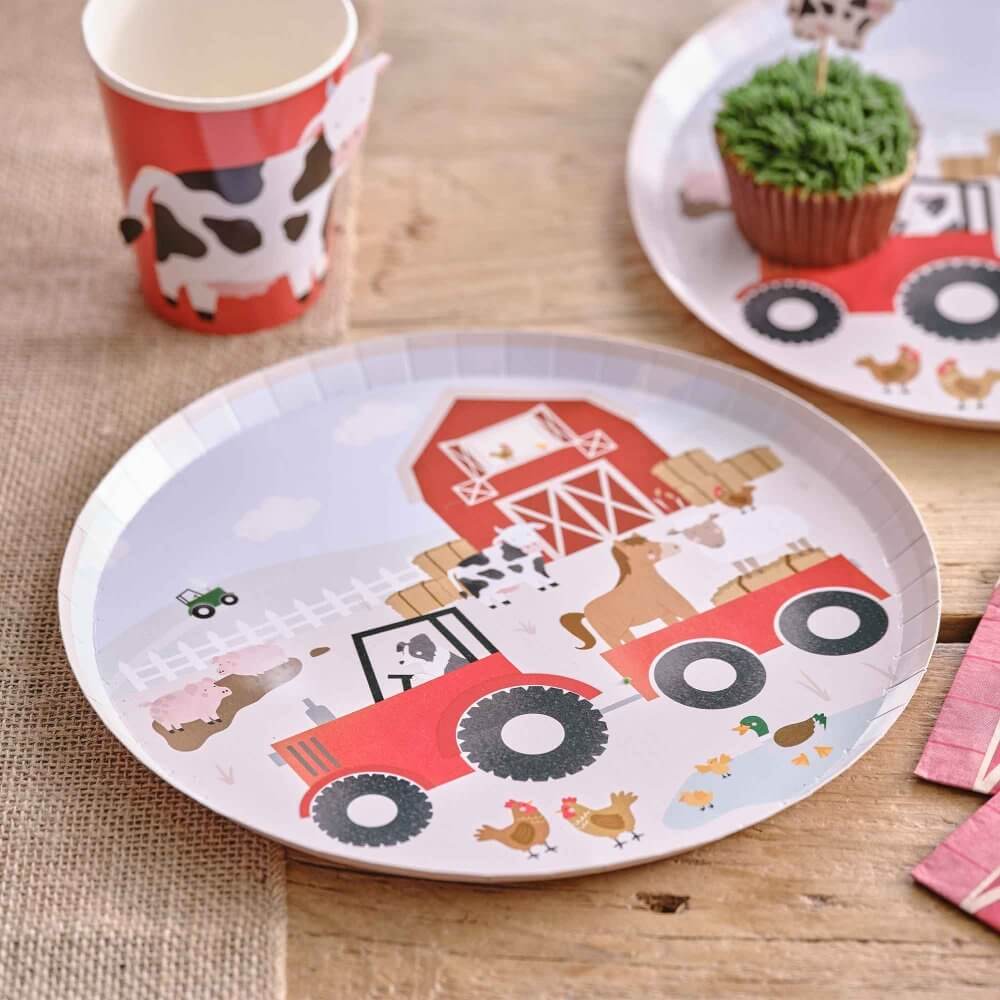 Farm Friends Animals Paper Party Plates 8pk Barnyard Tableware Decor