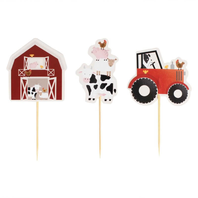 Ginger Ray Farm Friends Animals Party Cupcake Picks 12 Pack