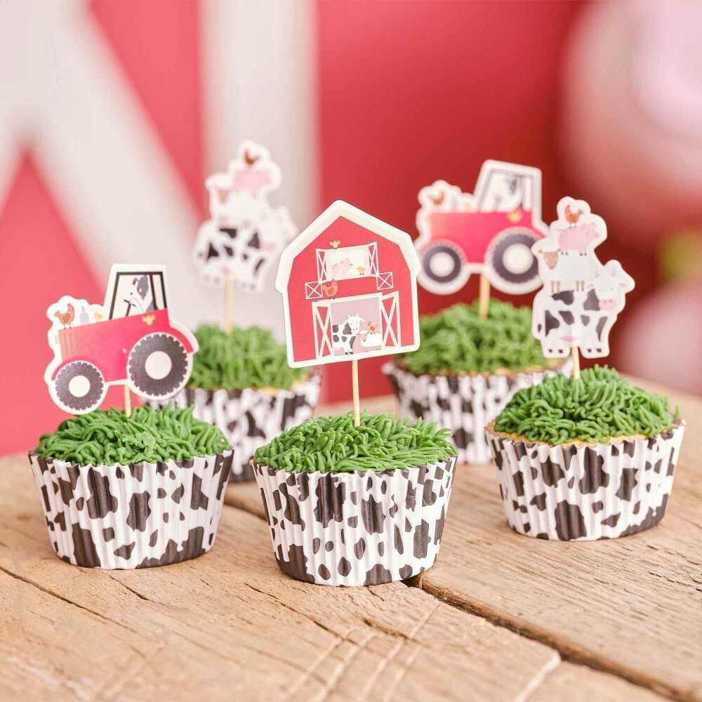 Ginger Ray Farm Friends Animals Party Cupcake Picks 12 Pack