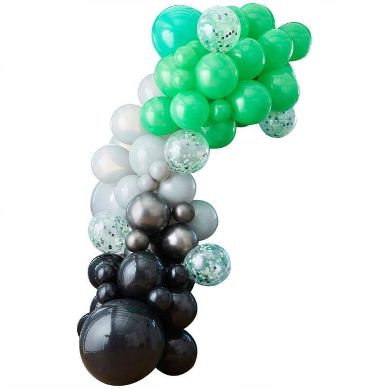 Ginger Ray Game Controller Balloon Garland Arch - Black, Green & Grey