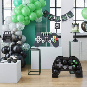 Ginger Ray Game Controller Balloon Garland Arch - Black, Green & Grey