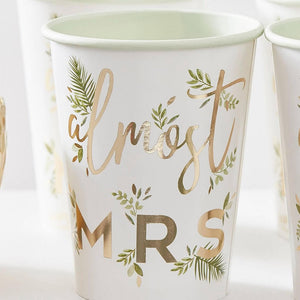 Ginger Ray Botanical Floral 'almost MRS' Paper Cups 8 Pack