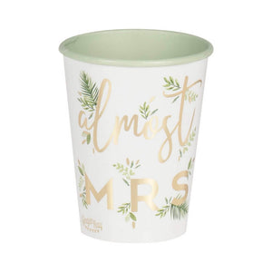 Ginger Ray Botanical Floral 'almost MRS' Paper Cups 8 Pack