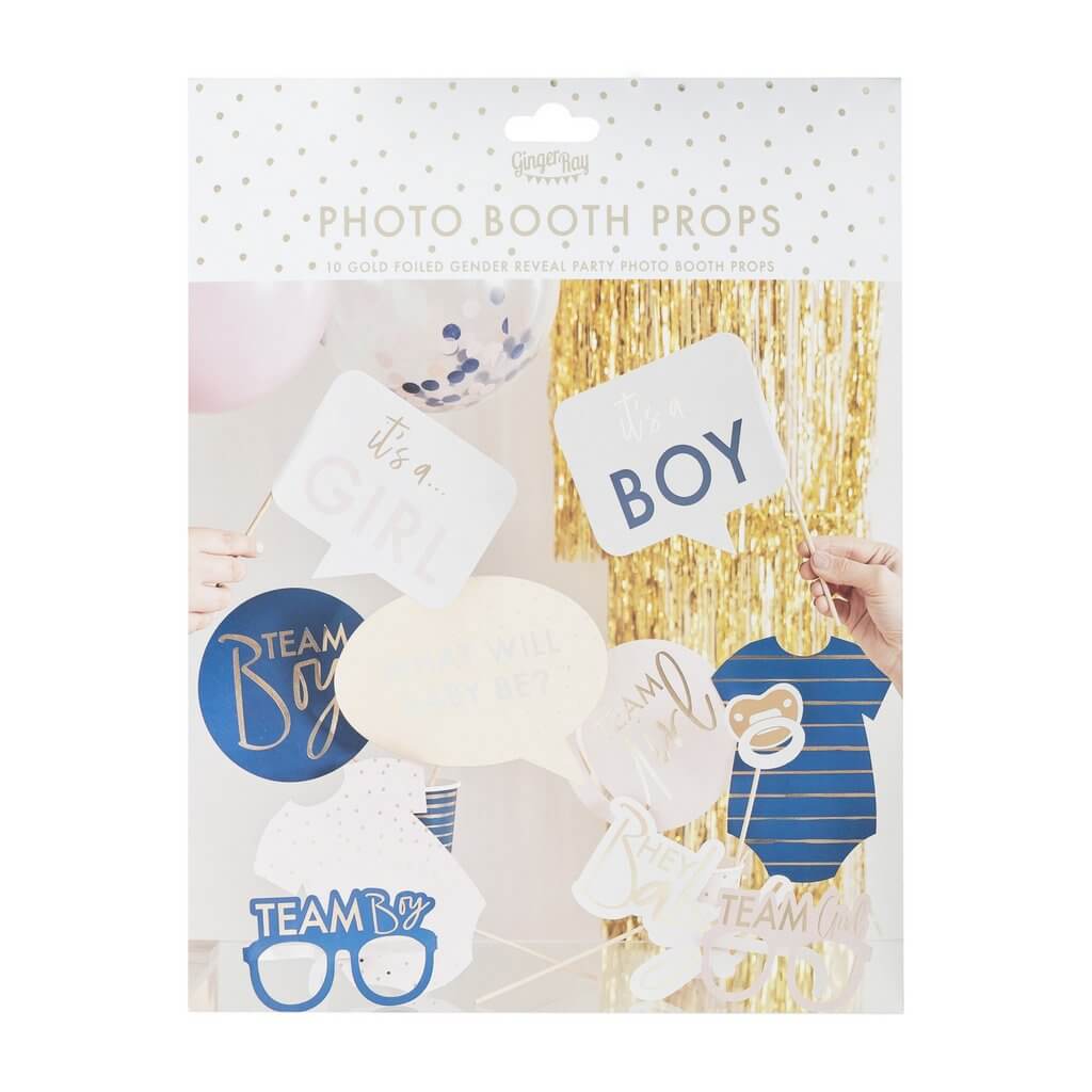 Ginger Ray Gold Foiled Gender Reveal Party Photobooth Props