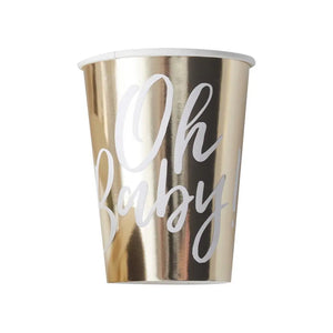 Oh Baby! Gold Baby Shower Cups 8pk