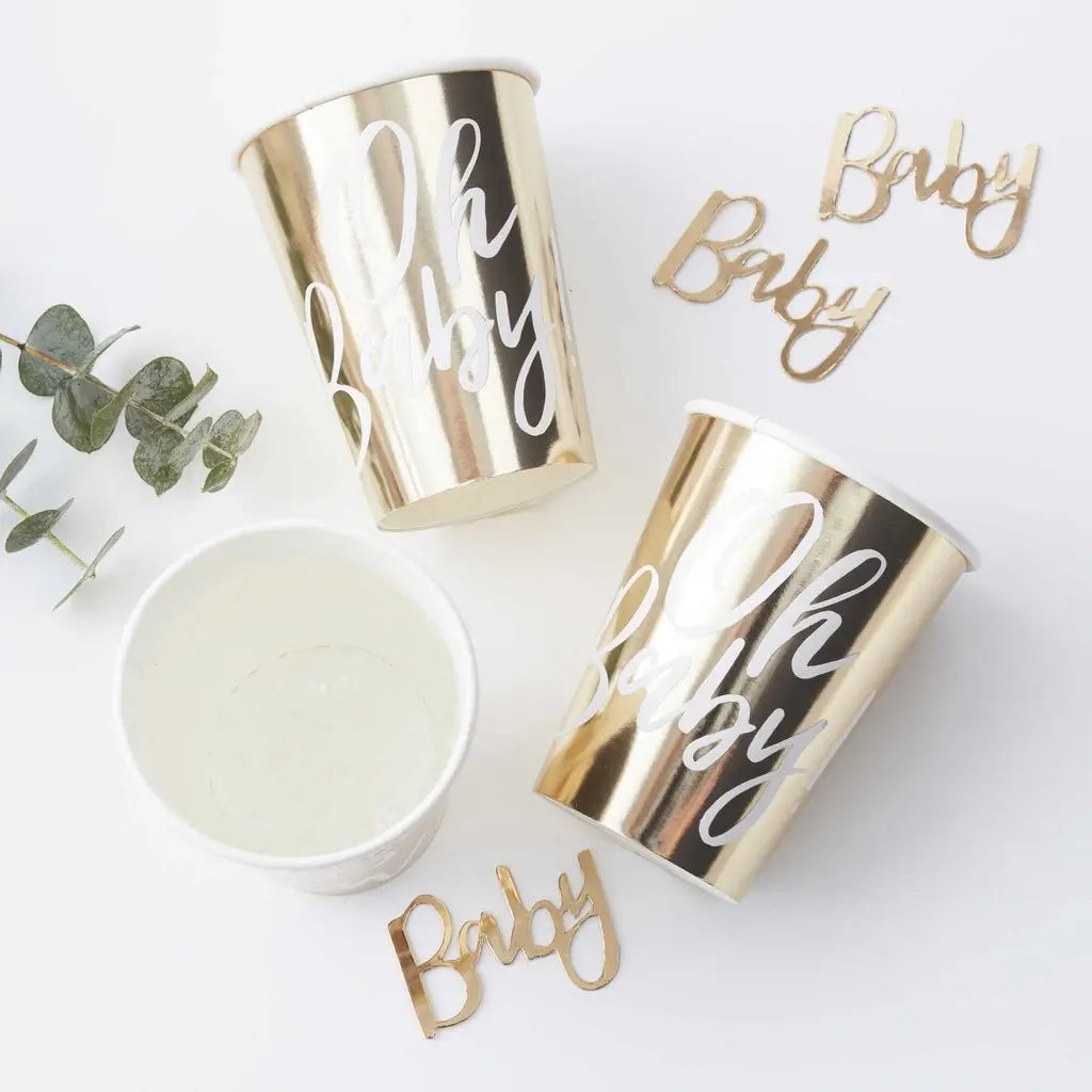 Oh Baby! Gold Baby Shower Cups 8pk