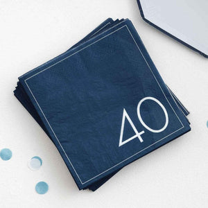 Mix It Up Navy 40th Birthday Napkins 16 Pack