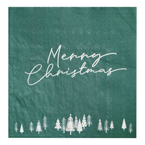 Green Merry Christmas Nordic Noel Lunch Napkins 16pk