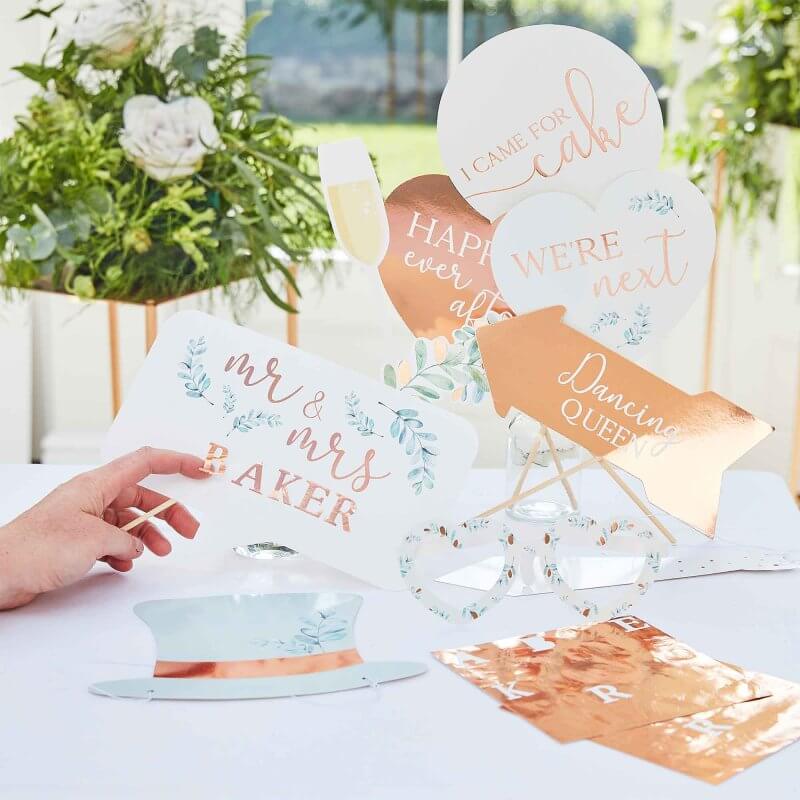 Pesonalised Rose Gold Wedding Photo Booth Props
