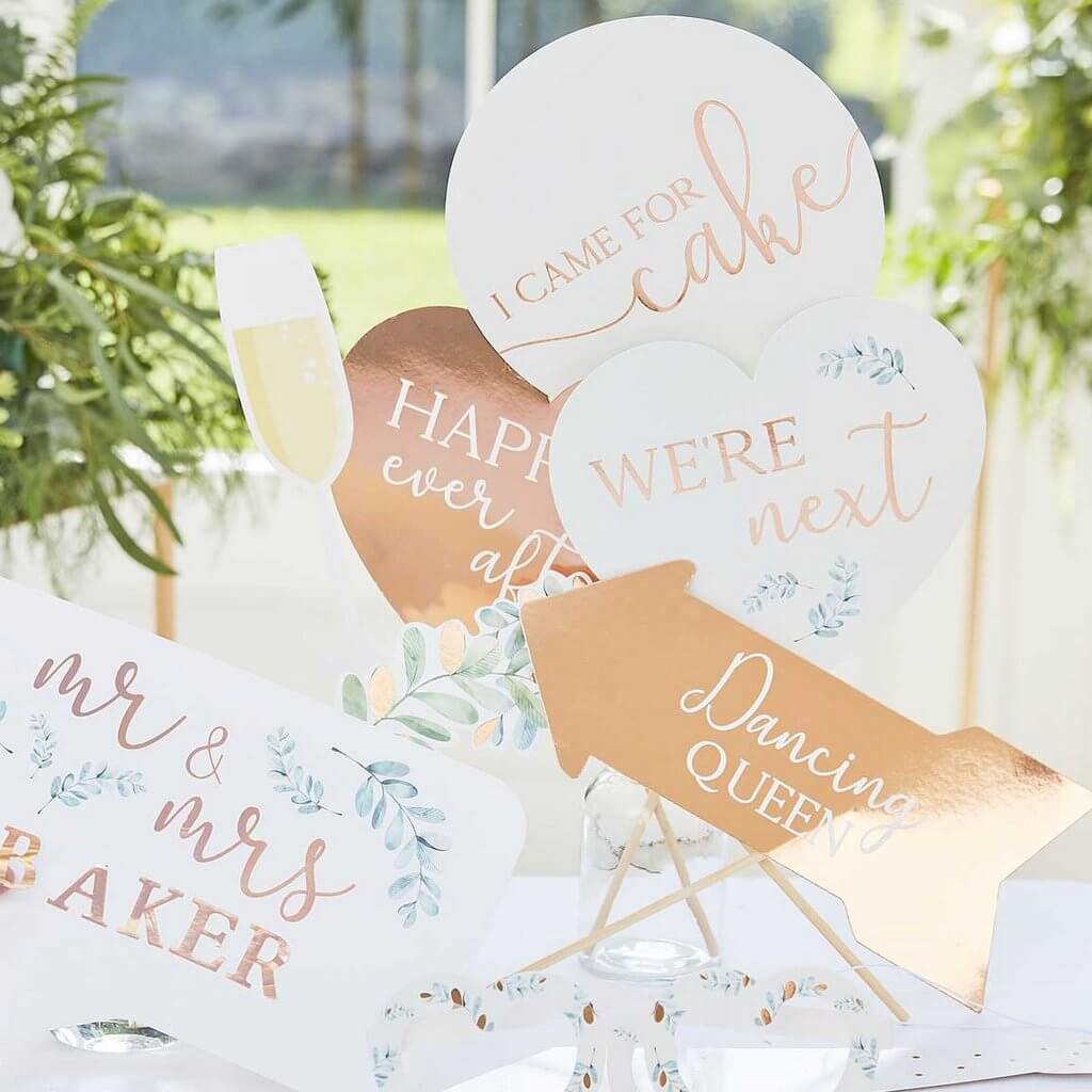 Pesonalised Rose Gold Wedding Photo Booth Props