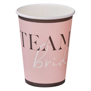 Ginger Ray Pink 'TEAM bride' Hen Party Paper Cups 8 Pack