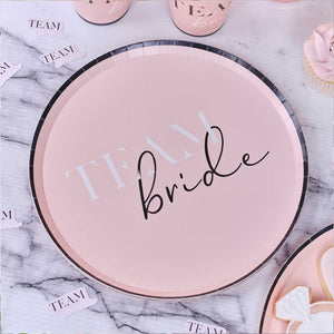 Ginger Ray Pink 'TEAM bride' Hen Party Paper Plate 8 Pack