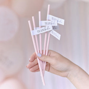 Ginger Ray Pink 'TEAM bride' Hen Party Paper Straw 16 Pack