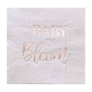 Ginger Ray Rose Gold Foiled Baby In Bloom Napkins 16 Pack