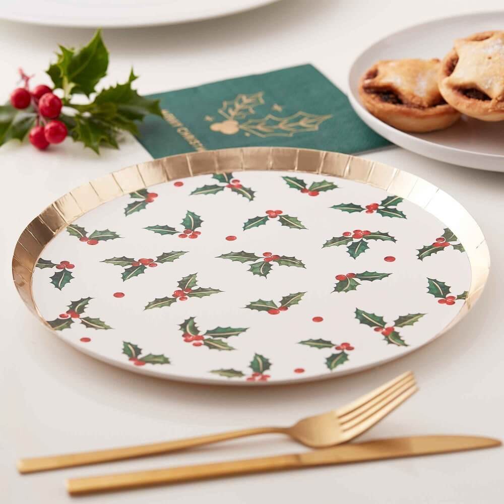 9 Christmas Red Striped Dinner Paper Plates 8pk by Place & Time