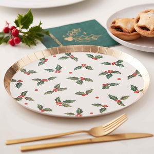 Christmas Holly Leaf Paper Plates 8pk