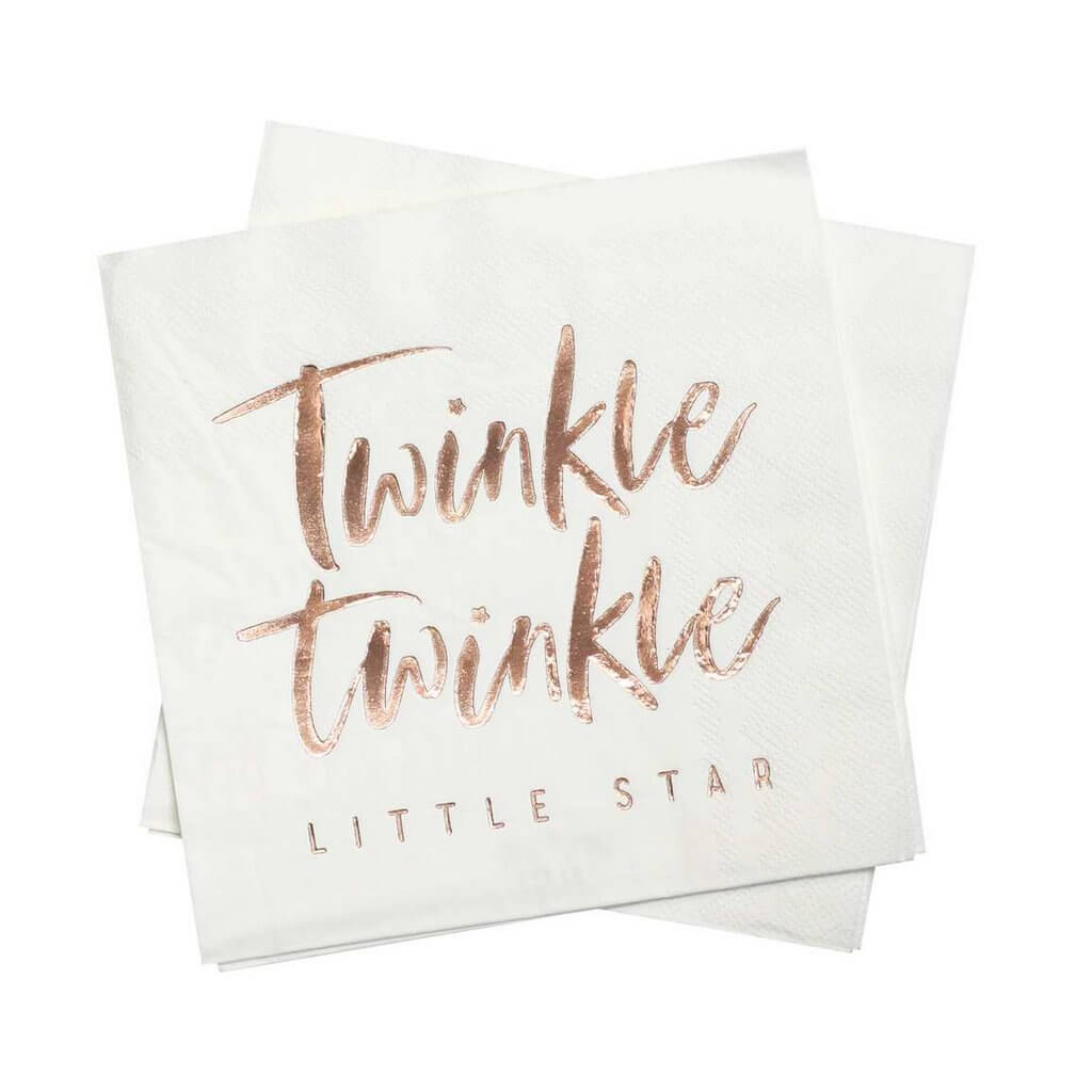 Twinkle Twinkle Rose Gold Baby Shower Napkins