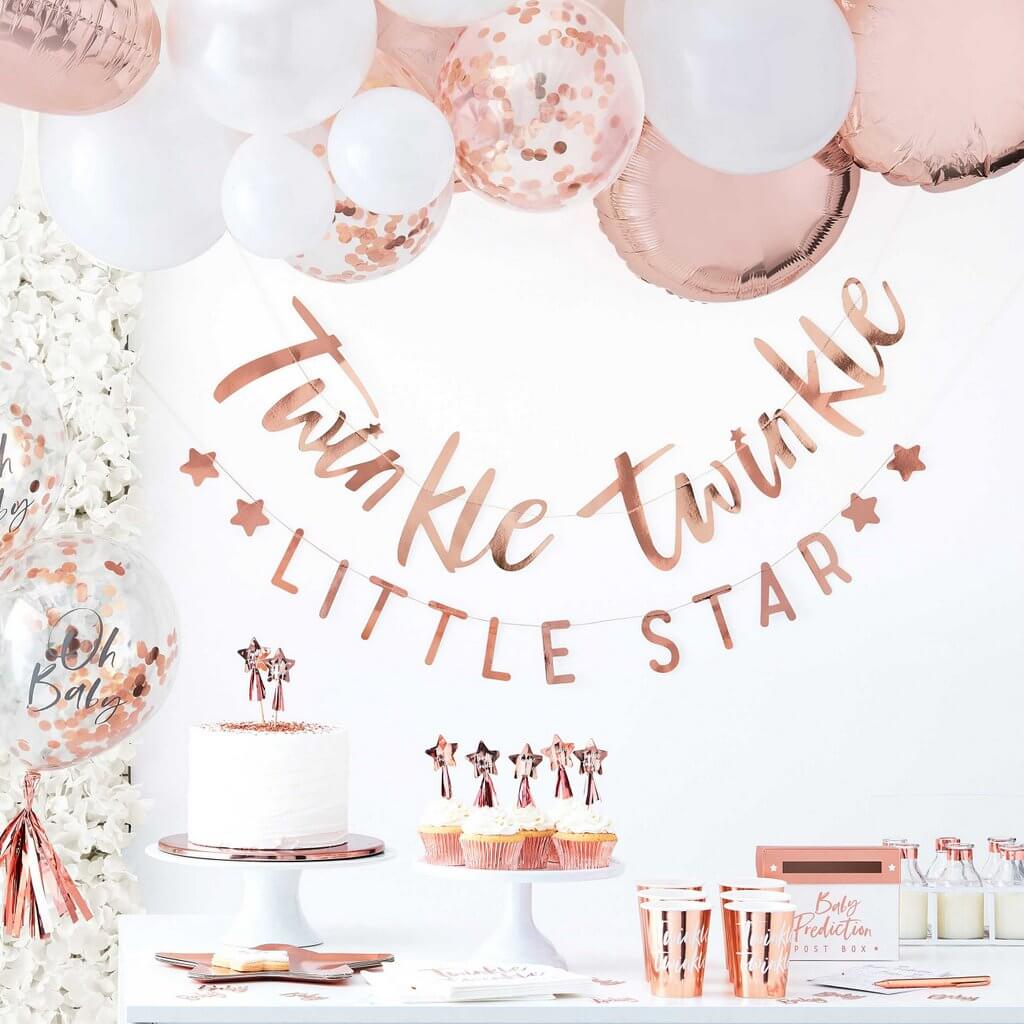 Twinkle Twinkle Rose Gold Foiled Paper Cups 8 Pack
