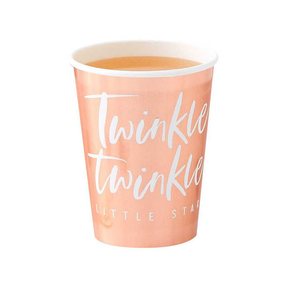 Twinkle Twinkle Rose Gold Foiled Paper Cups 8pk