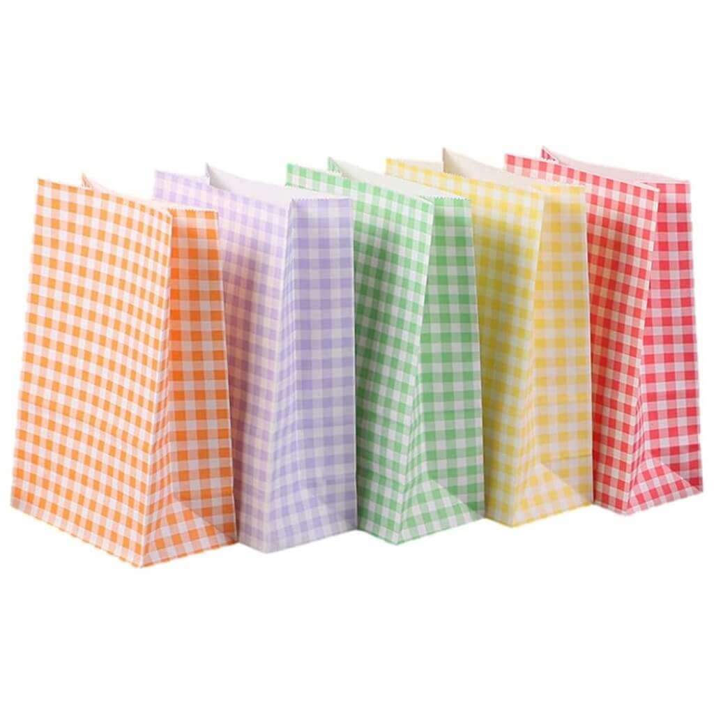 Gingham Paper Treat gift favour lolly loot Bags 5pk birthday wedding baby shower party decorations