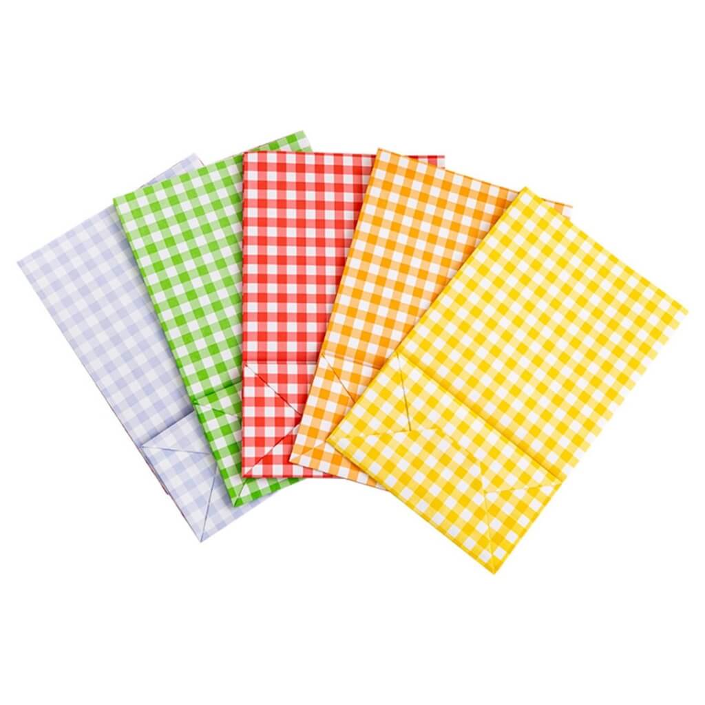 Gingham Paper Treat gift favour lolly loot Bags 5pk birthday wedding baby shower party decorations