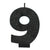 Glitter Black Numeral Candle - Number 9