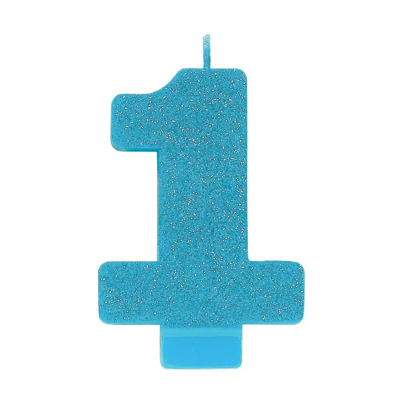 Glitter Blue Number 1 Candle