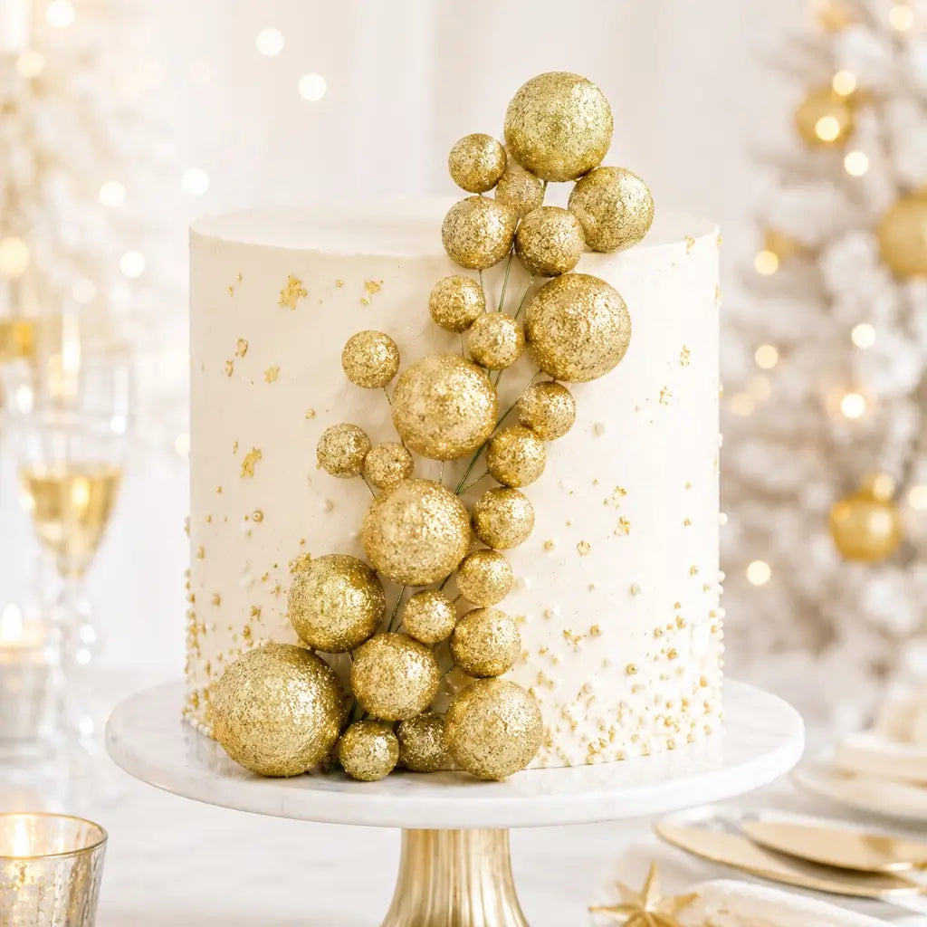 Luxury gold foam ball cake decorations