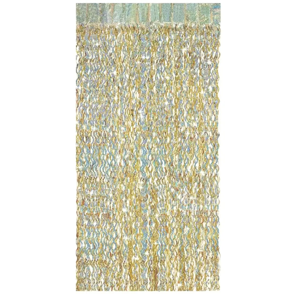 Laser Glitter Wavy Champagne Tinsel Fringe Foil Curtain