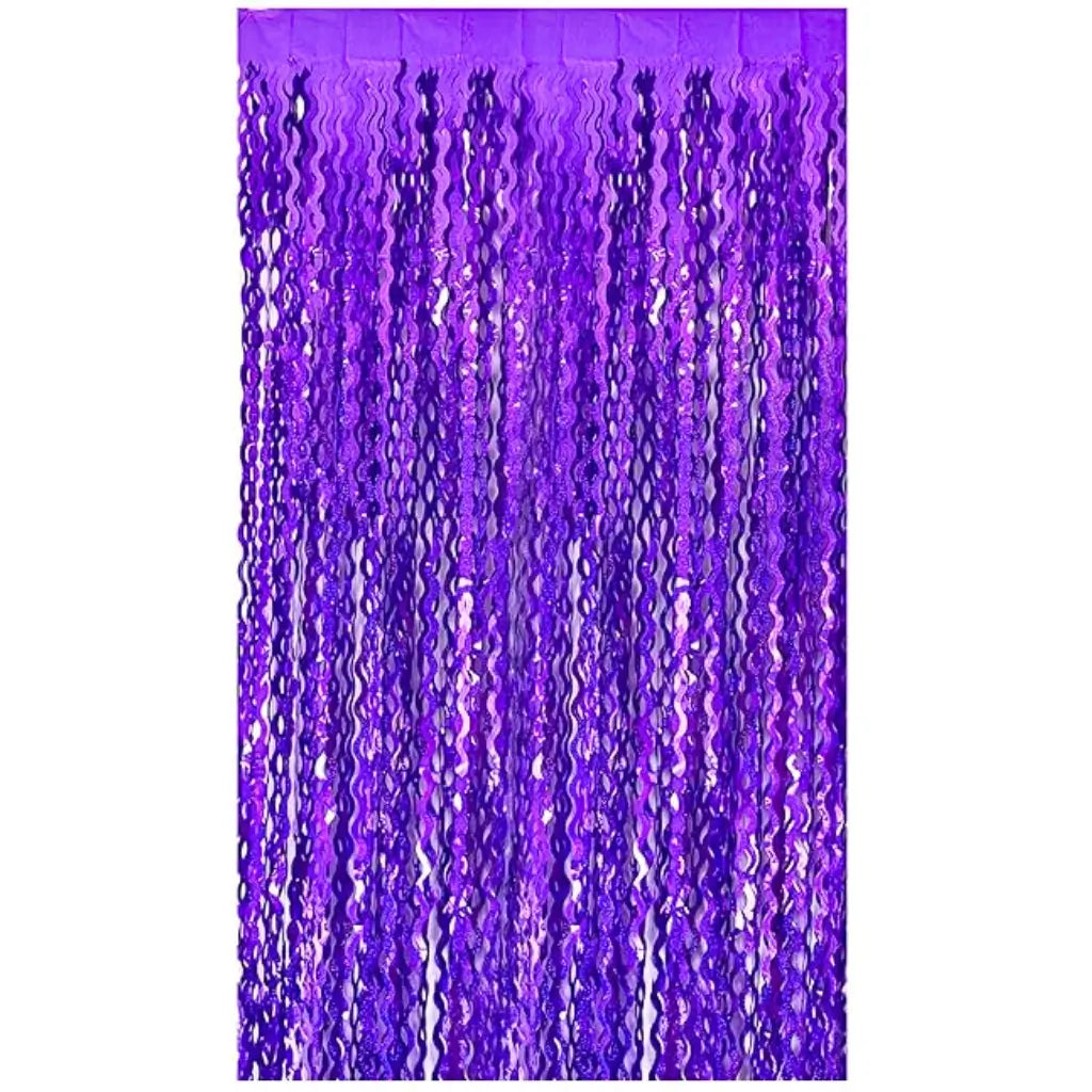 Laser Glitter Wavy Purple Fringe Foil Curtain