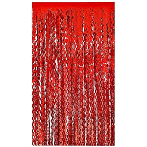 Laser Glitter Wavy Red Tinsel Fringe Foil Curtain christmas decor