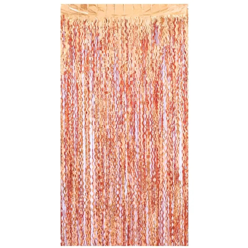 Laser Glitter Wavy Rose Gold Tinsel Fringe Foil Curtain