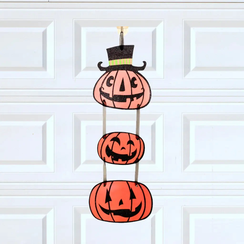 Glitter Scary Halloween Pumpkin Door Hanging Ornament