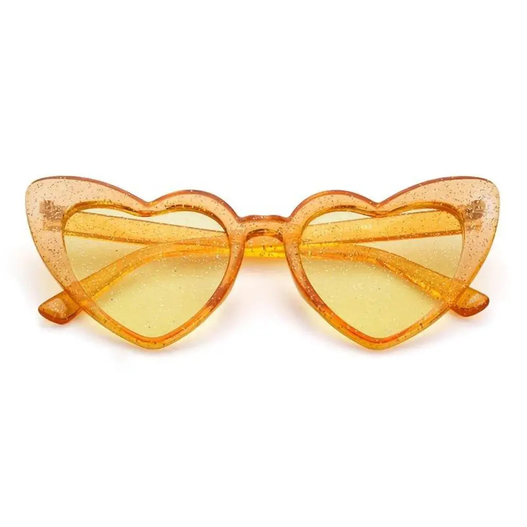 Glitter Orange Cat Eye Shaped Party Sunglasses