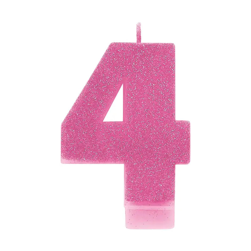 Glitter Pink Number 4 Candle