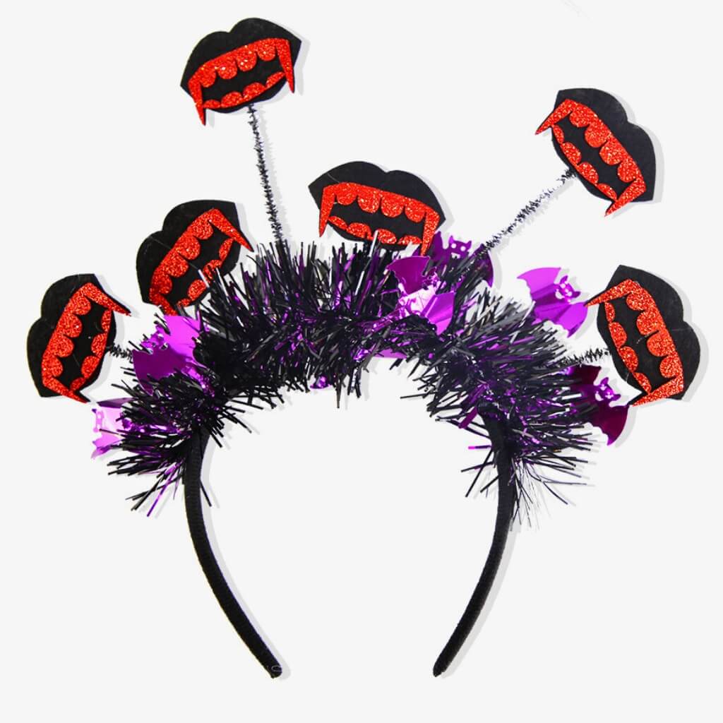 Glitter Vampire  Fangs Foil Tinsel Headband halloween hair costumes accessory