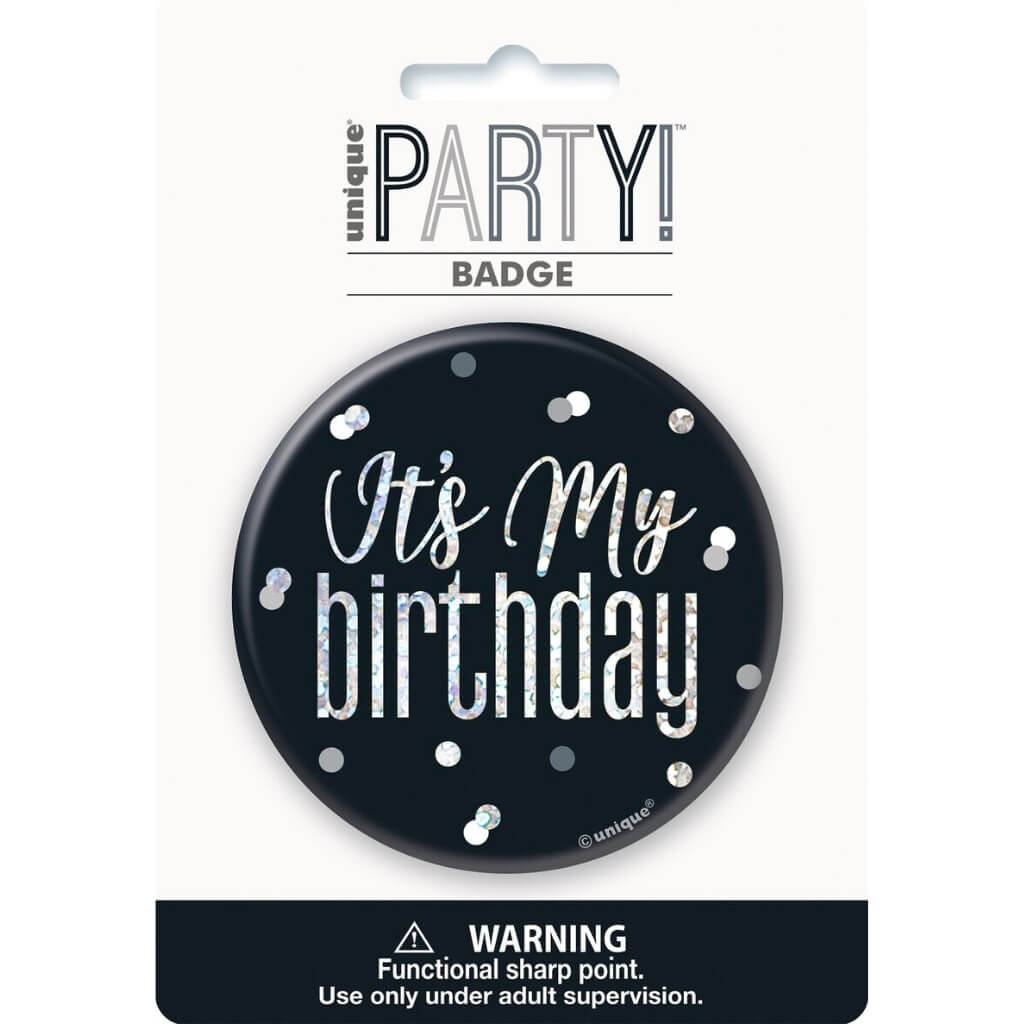 Glitz Black It's My Birthday Badge 7.6cm