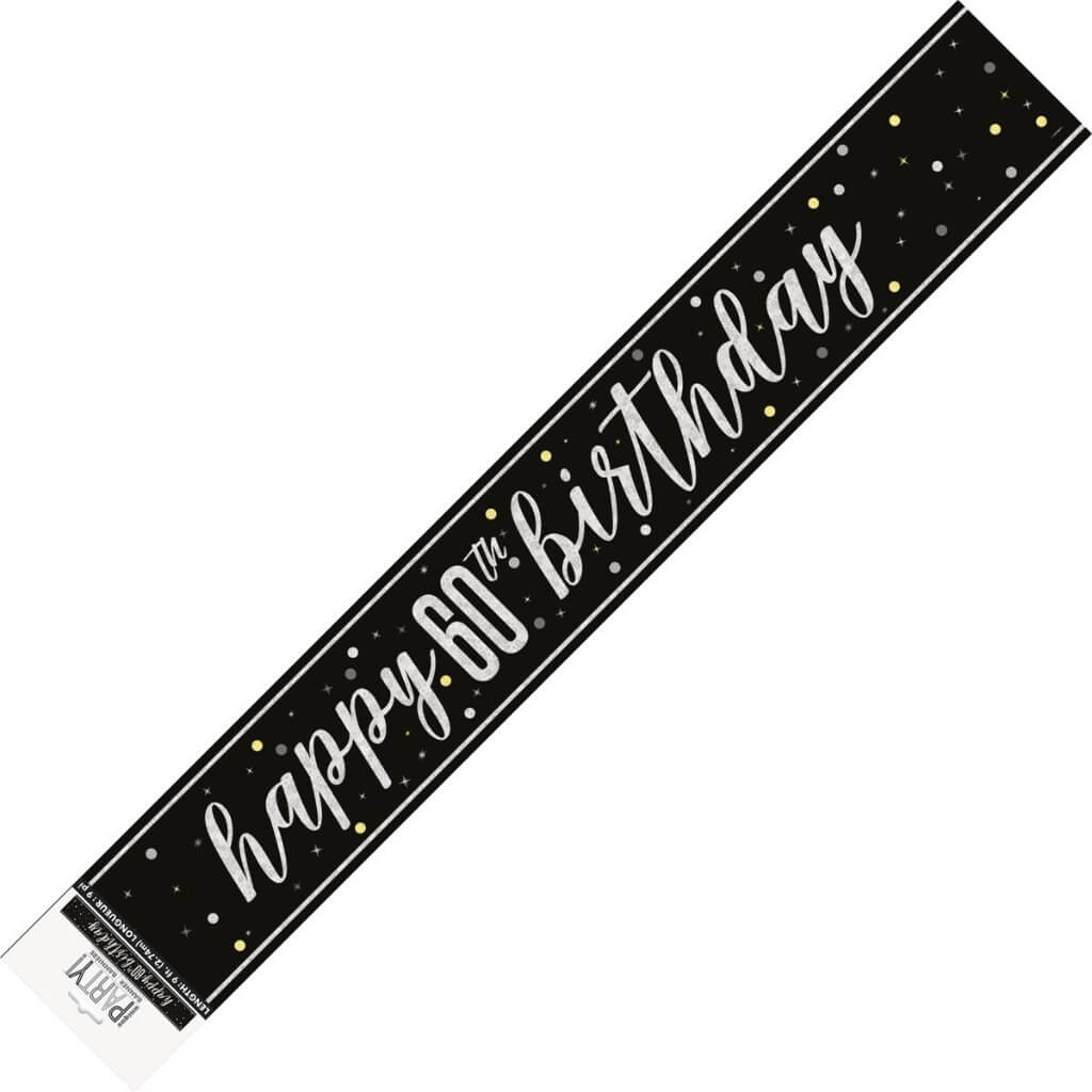 Glitz Black Happy 60th Birthday Foil Banner 274cm