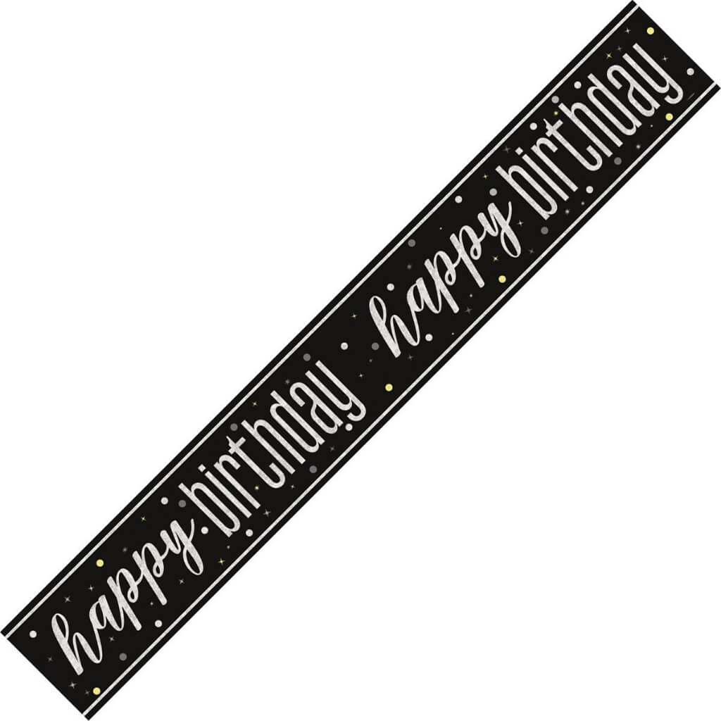 Glitz Black Happy Birthday Foil Banner 274cm