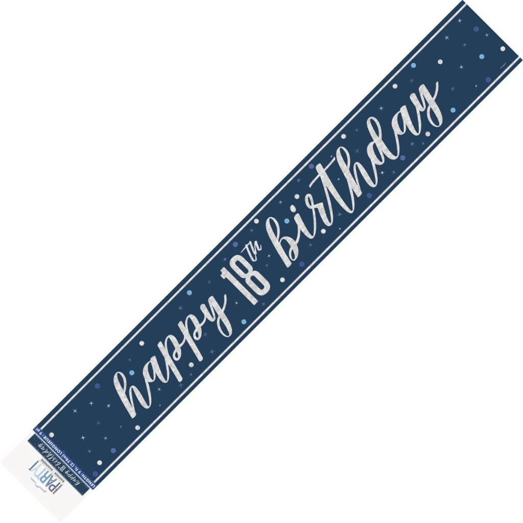 Glitz Blue Happy 18th Birthday Foil Banner 2.74m
