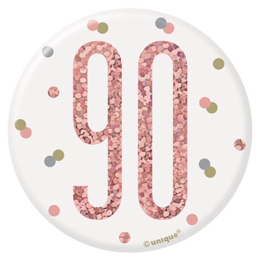 Glitz Rose Gold Age 80 Badge 7.6cm - Birthday Outfit Accessory