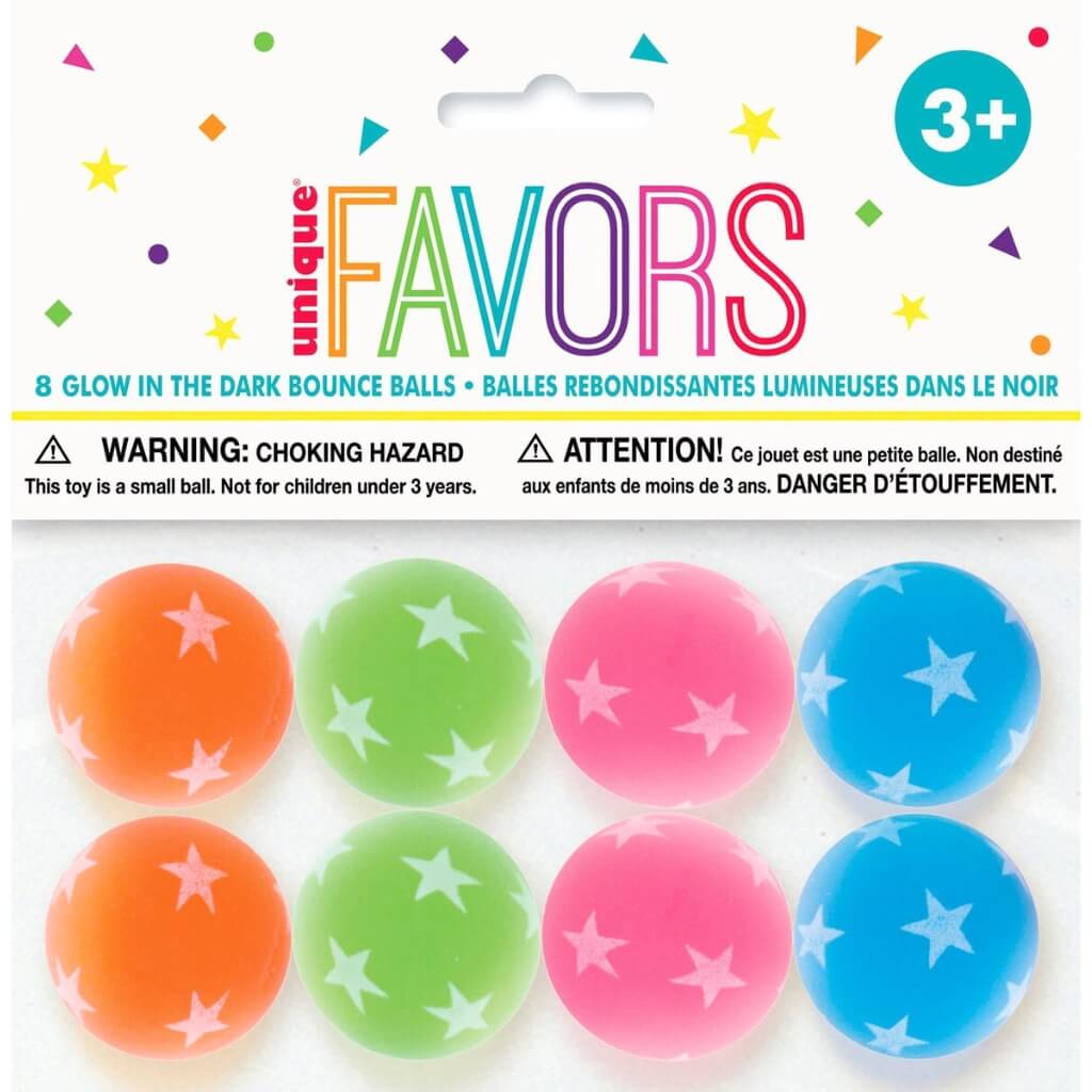 Glow In The Dark Bounce Balls 32.5mm 8pk