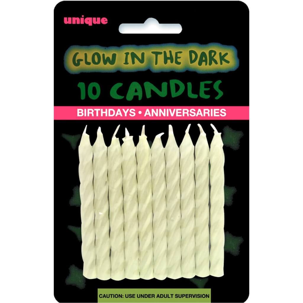 Bright White Glow in the Dark Twist Candles 10pk