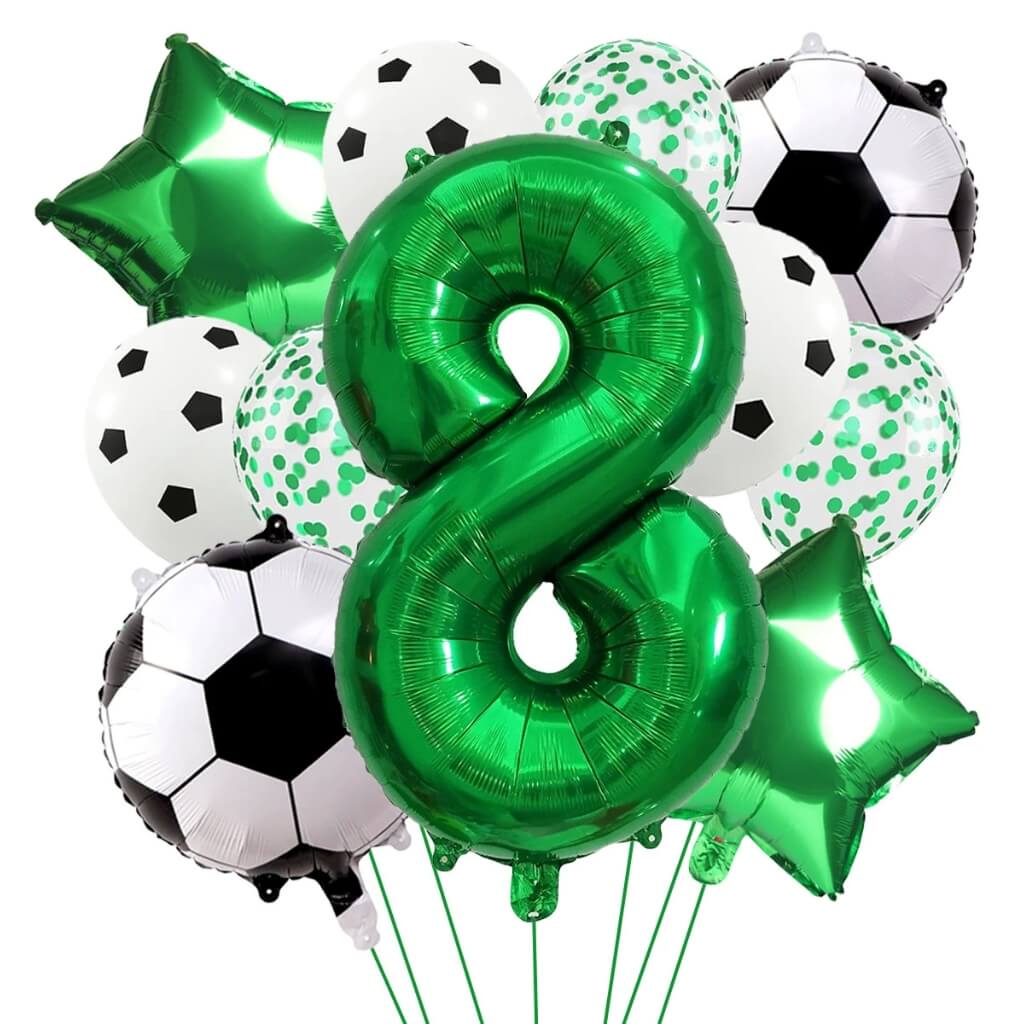 World Cup soccer balloon decorations with star and soccer ball foils age 8