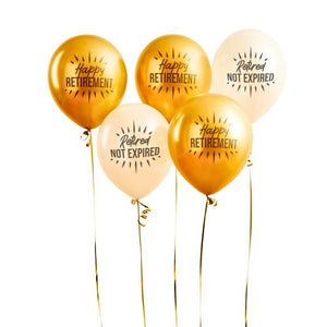Retirement balloons with fun printed messages