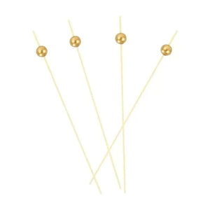 Gold Bead Wooden Cocktail Decorative Picks 12pk New Year Party Supply